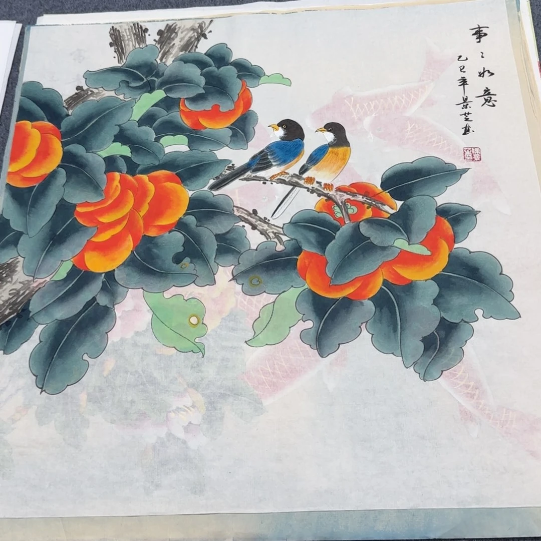 国画尺寸70X70手绘作品