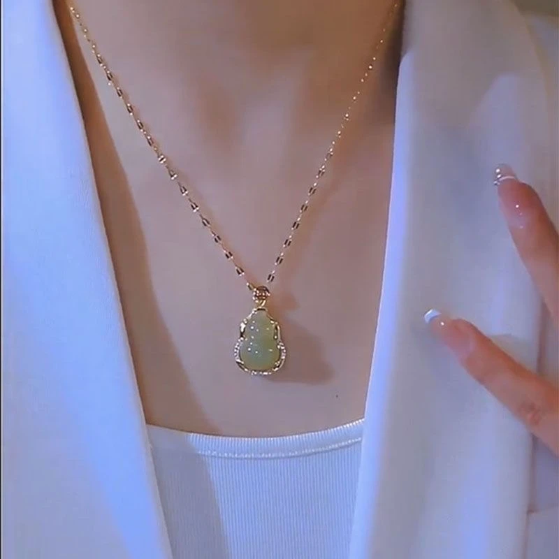 铜合金珐琅项链 小葫芦项链轻奢时尚毛衣链配饰高级感女百搭