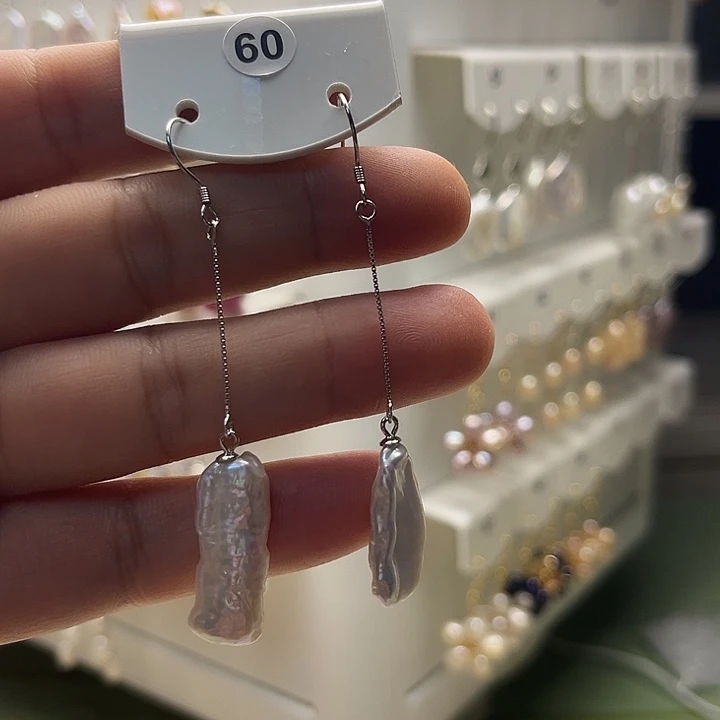 银S925镶嵌淡水珍珠耳饰