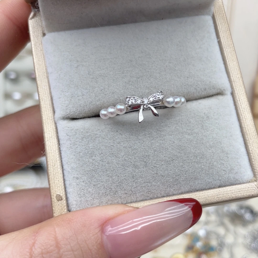 银S925镶嵌淡水珍珠戒指E55