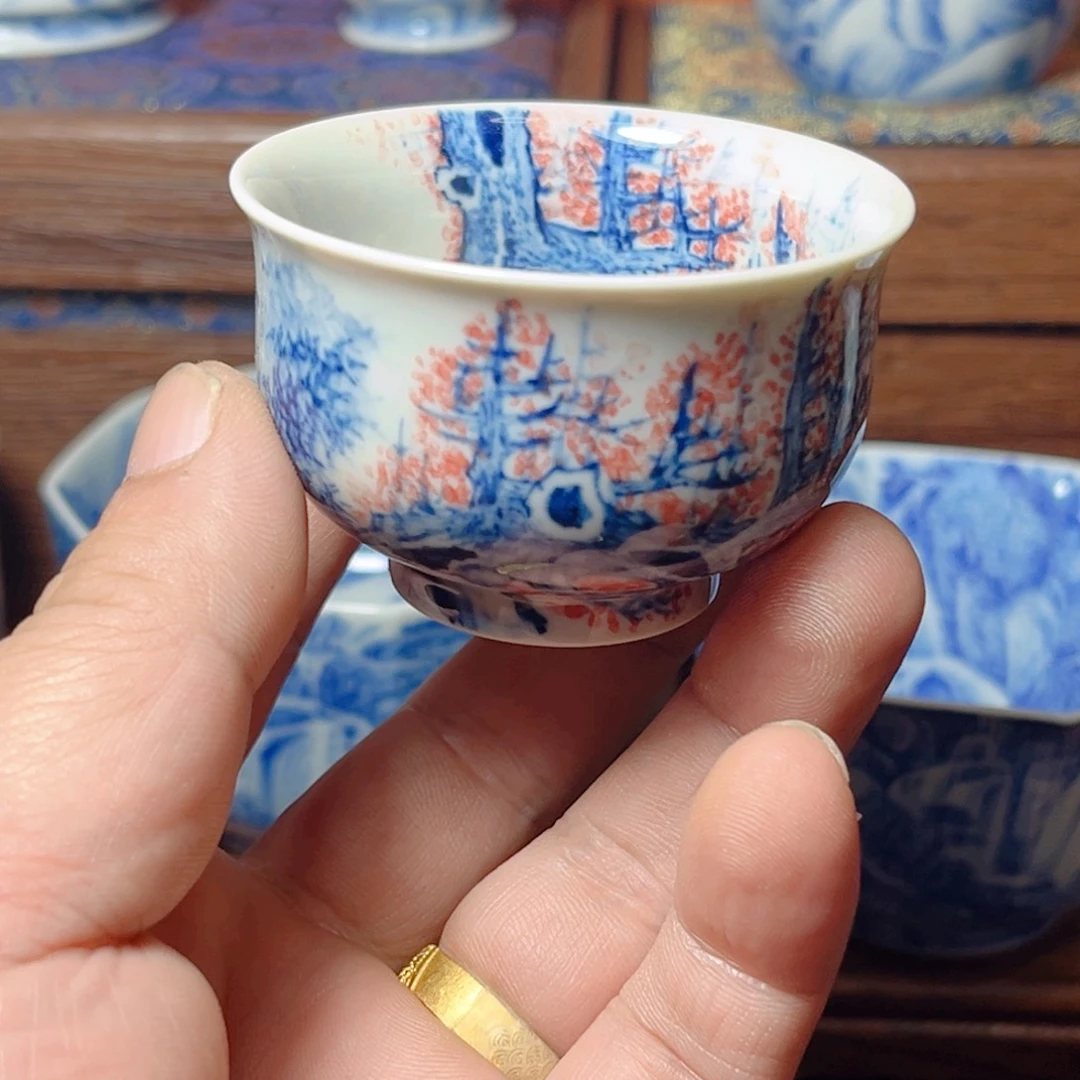里外绘梅花小炉式杯