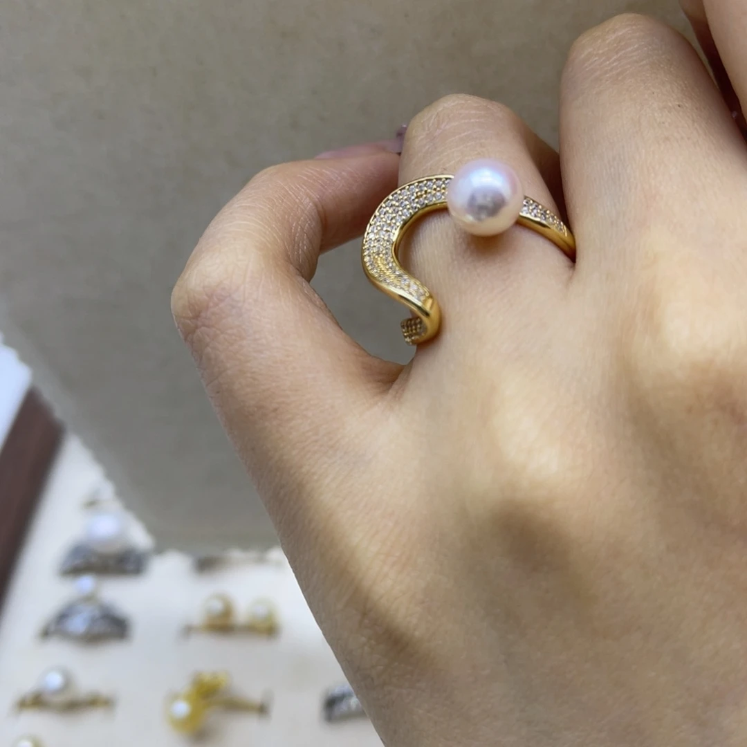 海水珍珠银S925镶嵌戒指
