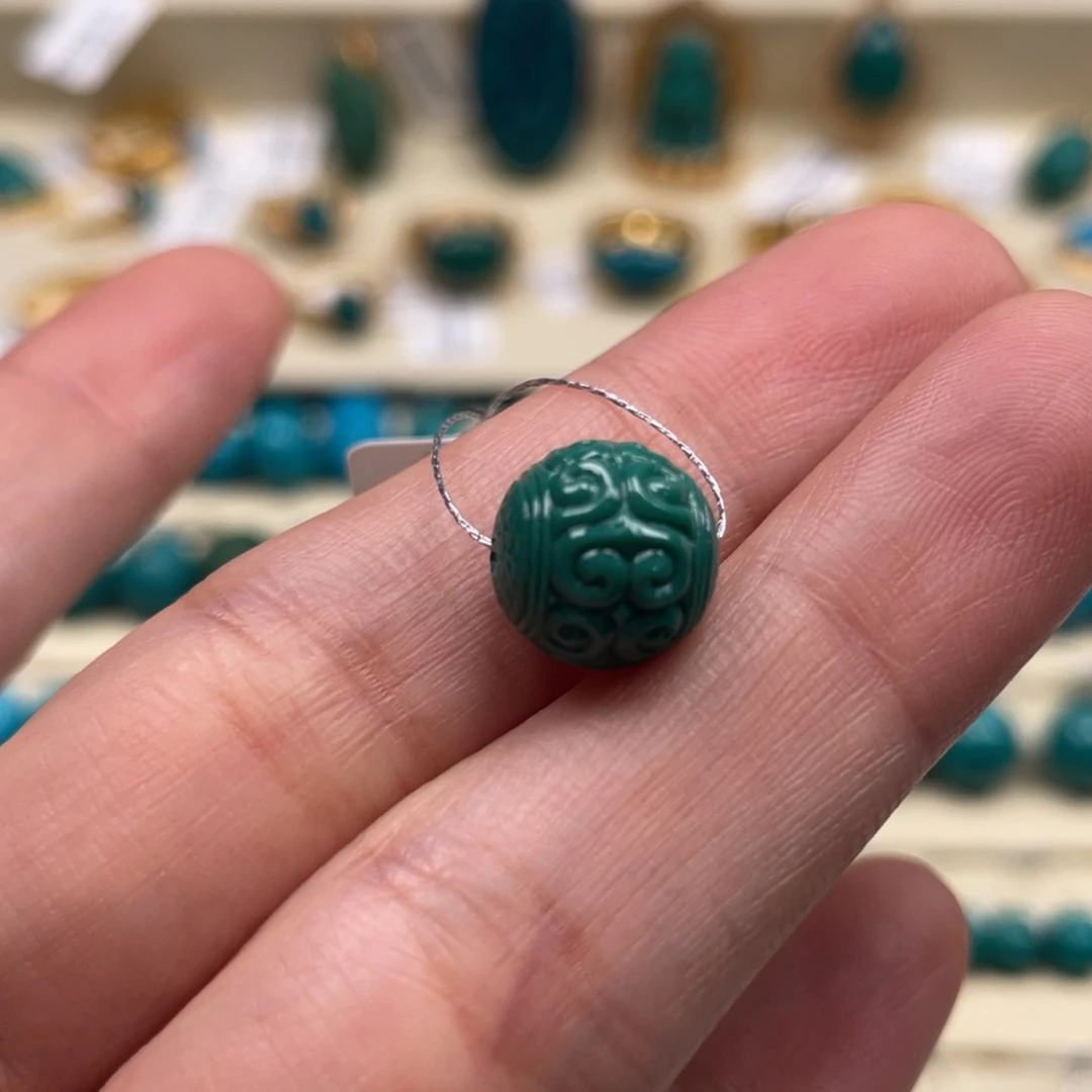 未镶嵌绿松石珠宝奇石回纹圆珠10.5