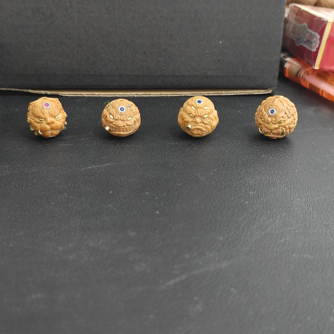 猴头核桃雕刻笑面僧单颗镶嵌可作手串配饰14-17mm龙蛇之变手串