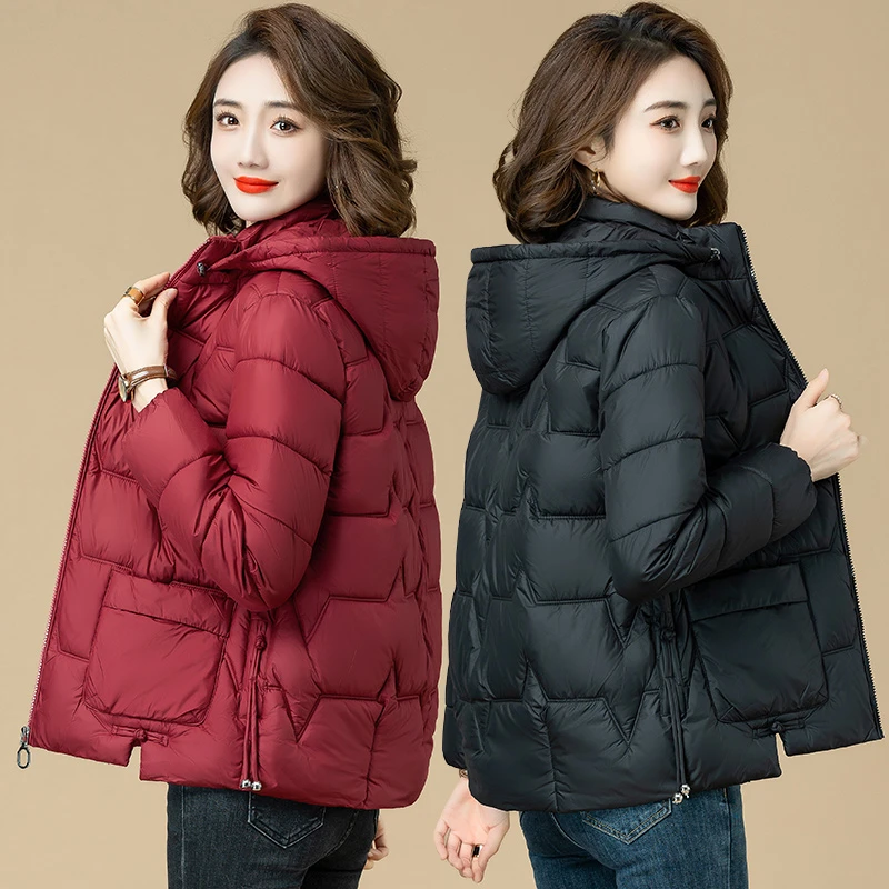 天诚依品棉衣外套女冬季爆款新款中年妈妈时尚宽松连帽短款棉服棉