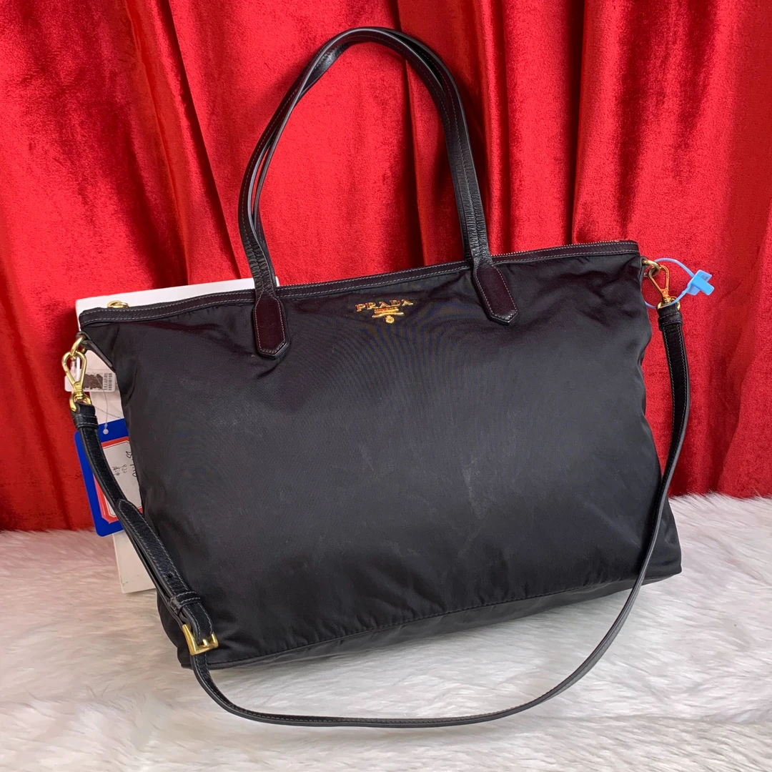 95新 Prada/普拉达 黑金单肩托特包/EE09816539/6539