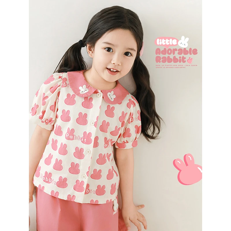 YOEHYAUL/幼悠【甜甜兔叽】夏伍波下卡通短袖T X5178 X5178-1 X5184