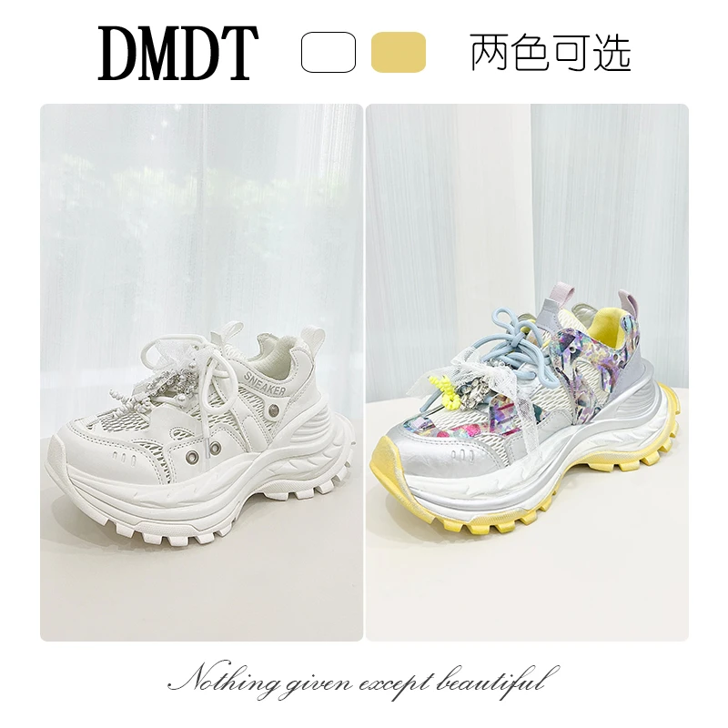 【DMDT服饰】2025夏季新品 “悦动”透气网珍珠百搭蕾丝休闲鞋9919-23