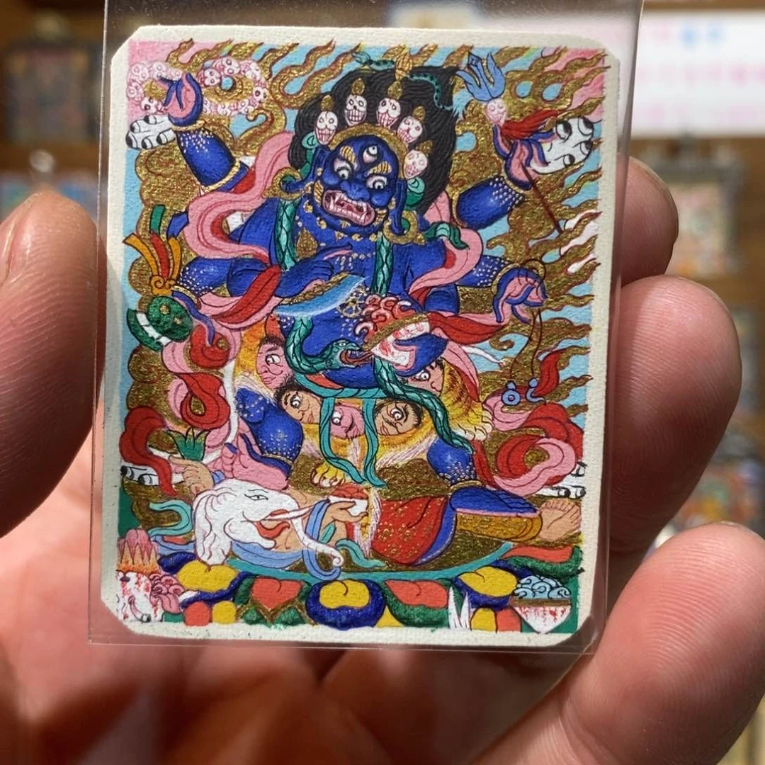 吊坠凡***哪纯手绘唐卡大黑天