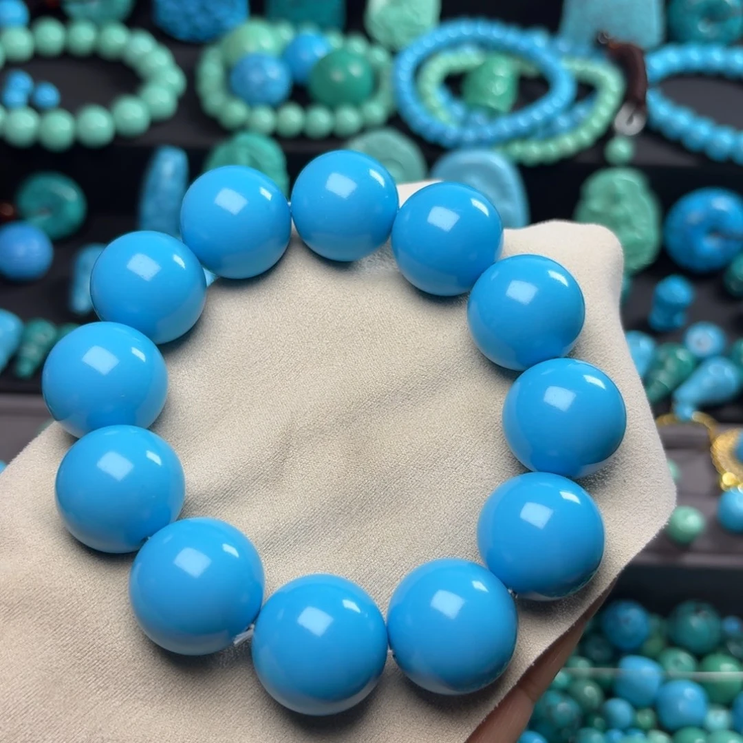 卡二十高瓷蓝圆珠手串