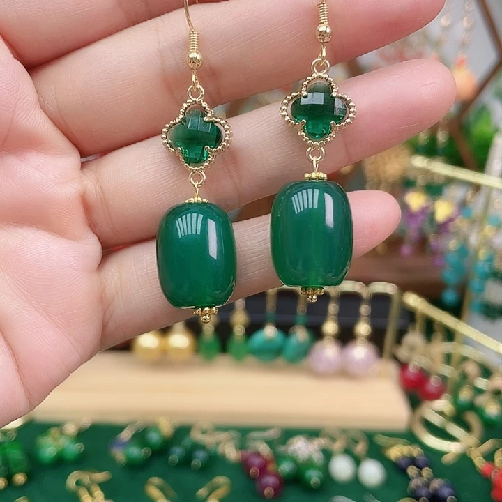 玛瑙/玉髓合金耳饰