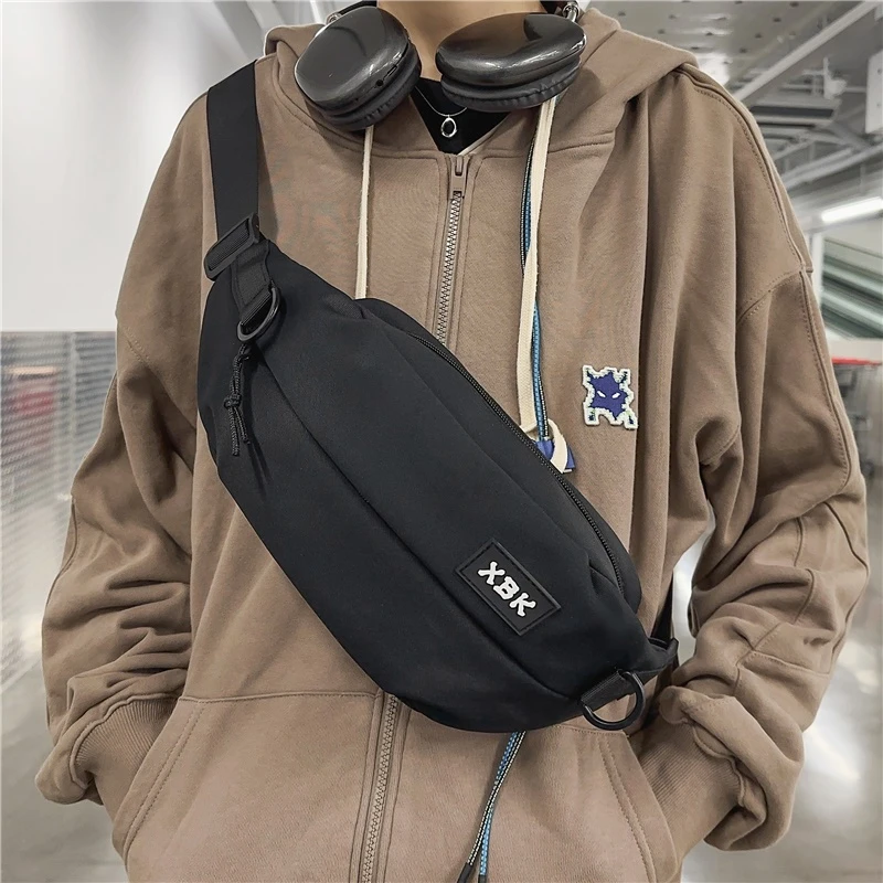 潮牌胸包男士日系休闲单肩包新款简约百搭斜挎包手机小背包腰包女