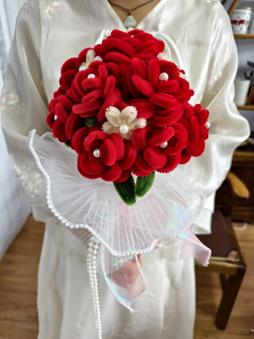 【成品】【订婚结婚手捧花】扭扭棒手工DIY结婚手捧花材料包高级礼物