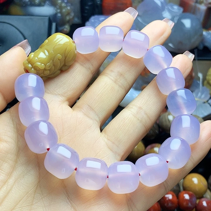 硅化玉未镶嵌手串精品树化玉紫冰手串