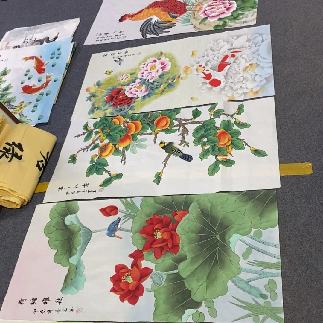 国画悟*100✖️50六张三尺两张斗方工笔画