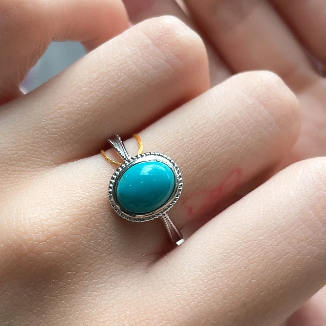 银S925镶嵌绿松石戒指