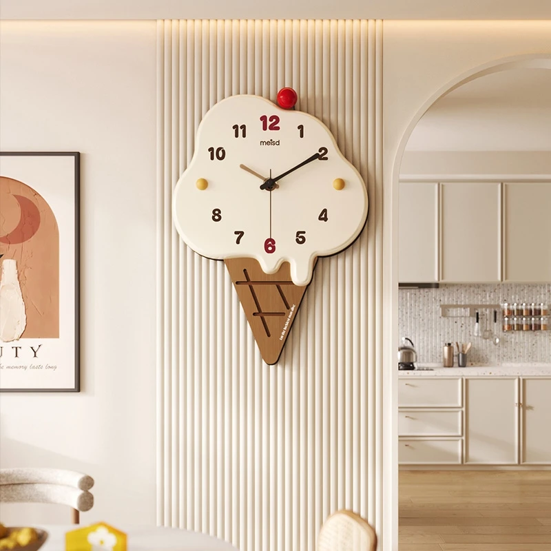 美世达冰淇淋挂钟2025新款创意钟表餐厅奶油风网红时钟表客厅挂墙