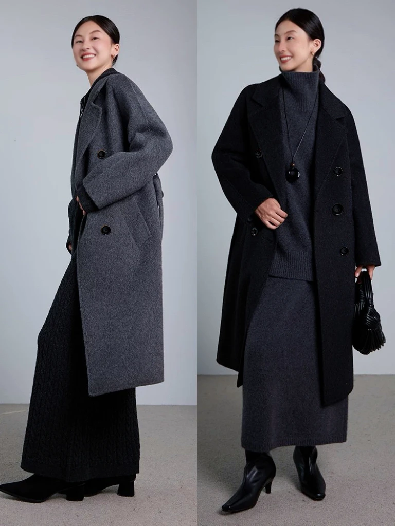 牦牛绒加厚101801经典高品质双面呢绵羊毛大衣外套小个子冬季新款