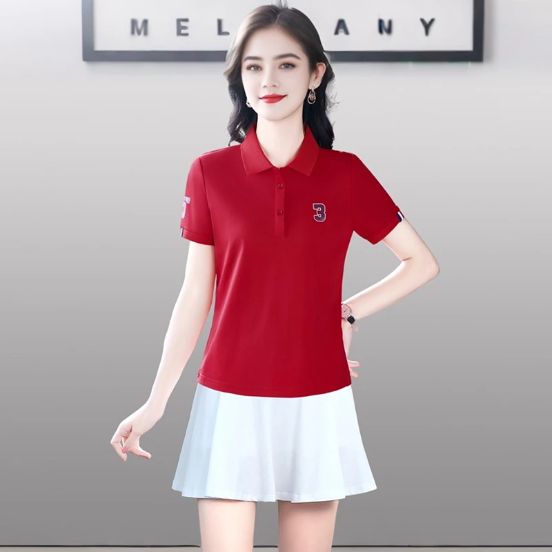 夏季运动套装女短袖polo衫裤裙女生网球裙时尚显瘦休闲运动裙装薄