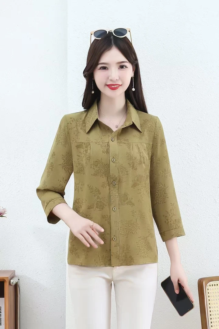 薄款长款风衣中老年女装宽松大码印花长袖七分袖显瘦时尚碎花