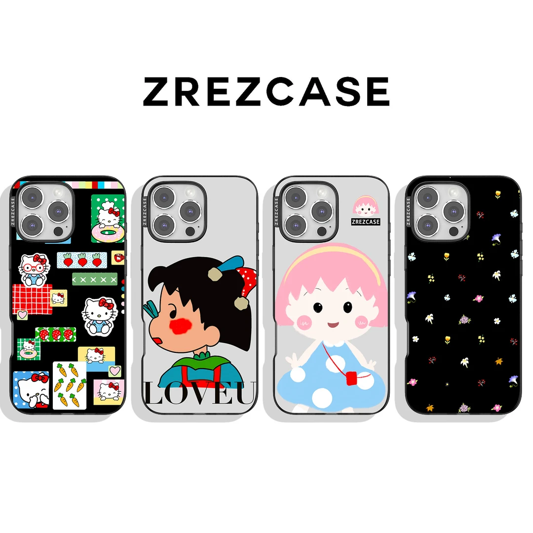 ZREZ 原创 [ 黑色碎花 ] 适用苹果iPhone16ProMax防摔个性手机壳