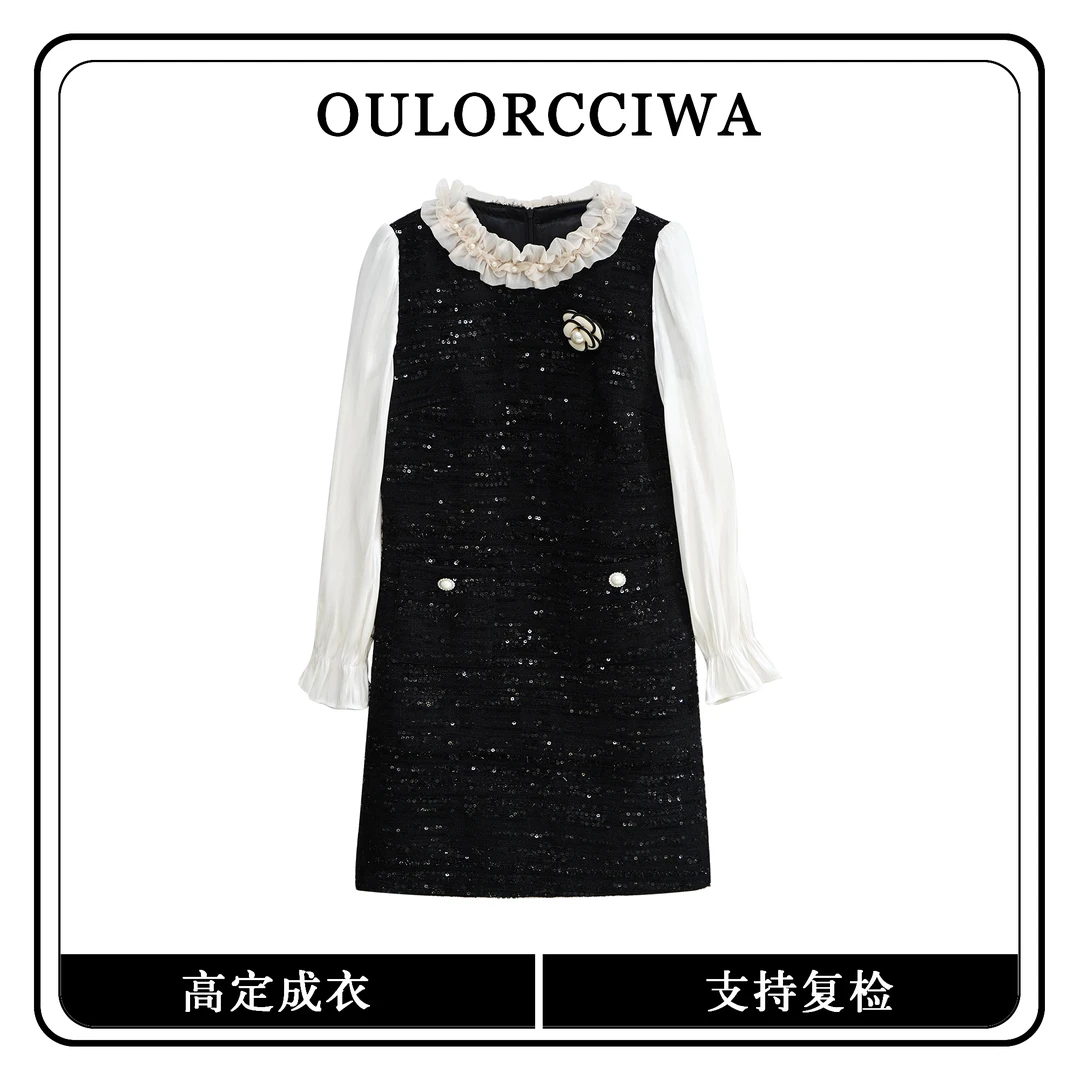 【心蕊】春款女装连衣裙气质时尚收腰显瘦连衣裙OLQW-874-黑色