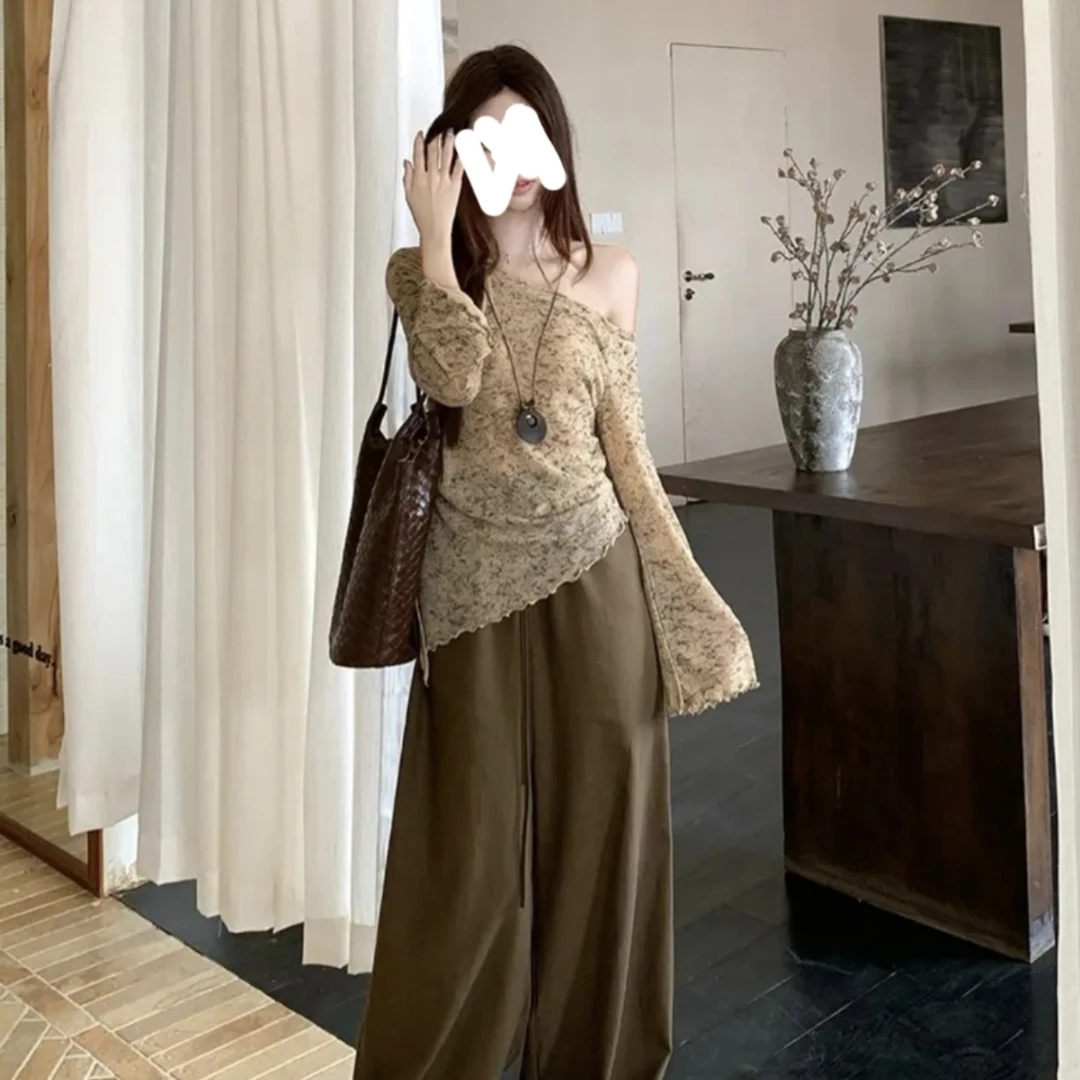 《现货现发》2025套装韩系辣妹穿搭不规则长袖针织衫秋季上衣休闲裤