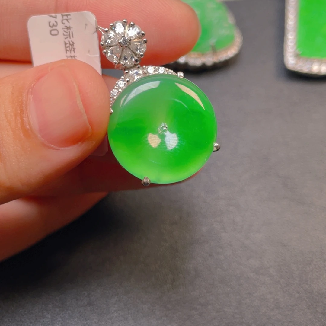 翡翠银S925镶嵌吊坠(不含链)