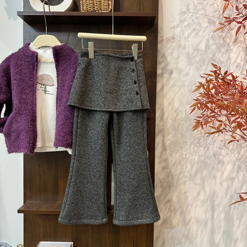 【现货】leomama女童加绒加厚屁帘裤秋冬25新款儿童宝宝裙帘喇叭裤