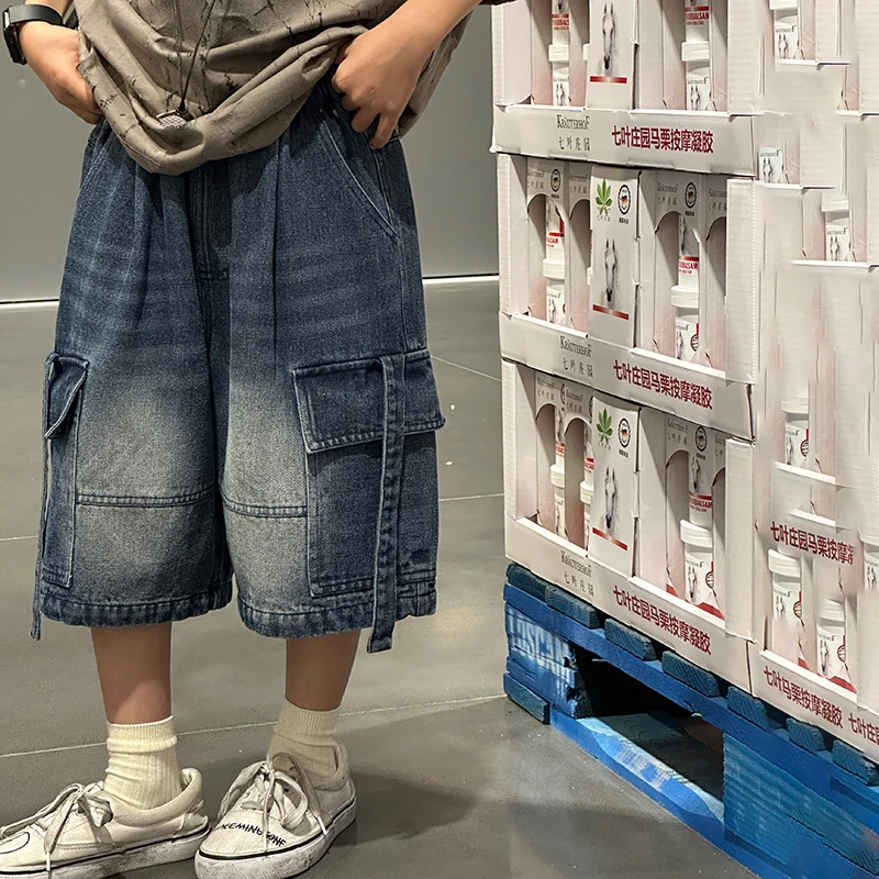 男童夏装牛仔短裤儿童夏季裤子2025新款中大童潮牌童装男孩七分裤