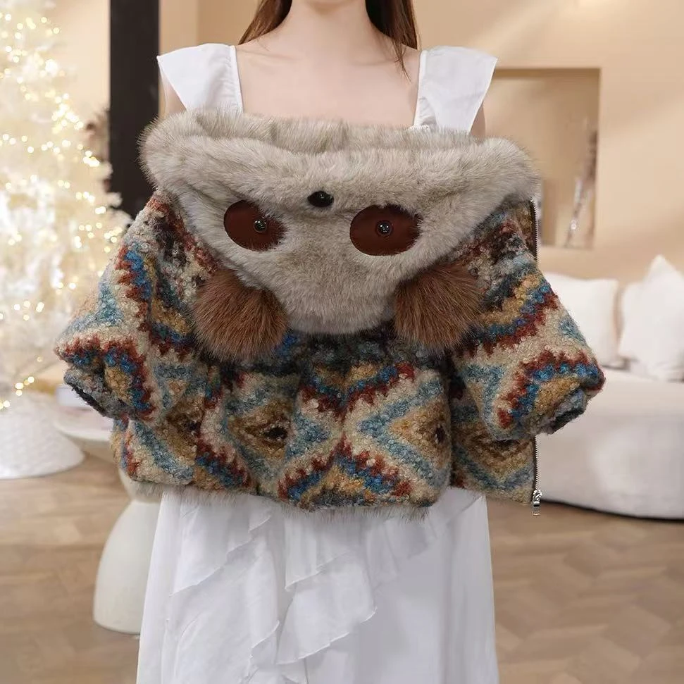 时尚女童新款外套加绒加厚冬季可爱格子秋冬韩版外穿毛毛外套