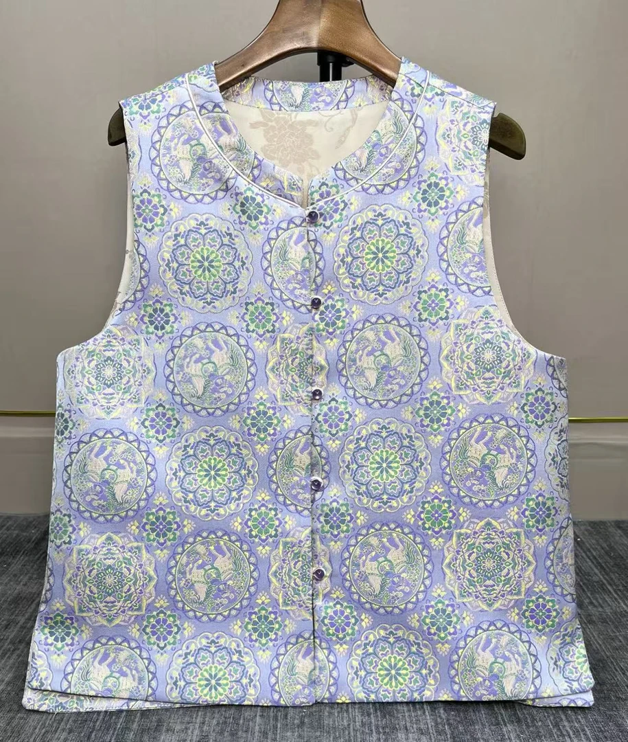 【花间影】秋季双面穿新中式国立领无袖坎肩马甲