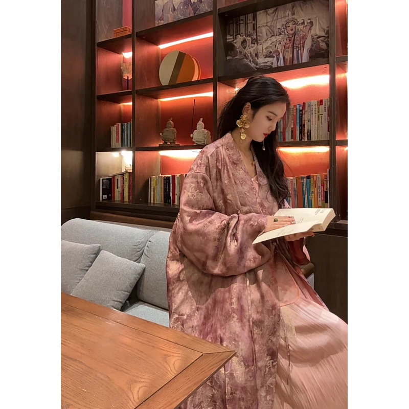 月畔湾【流年梦】新中式春季国风提花显瘦外套V领复古气质长袖上衣