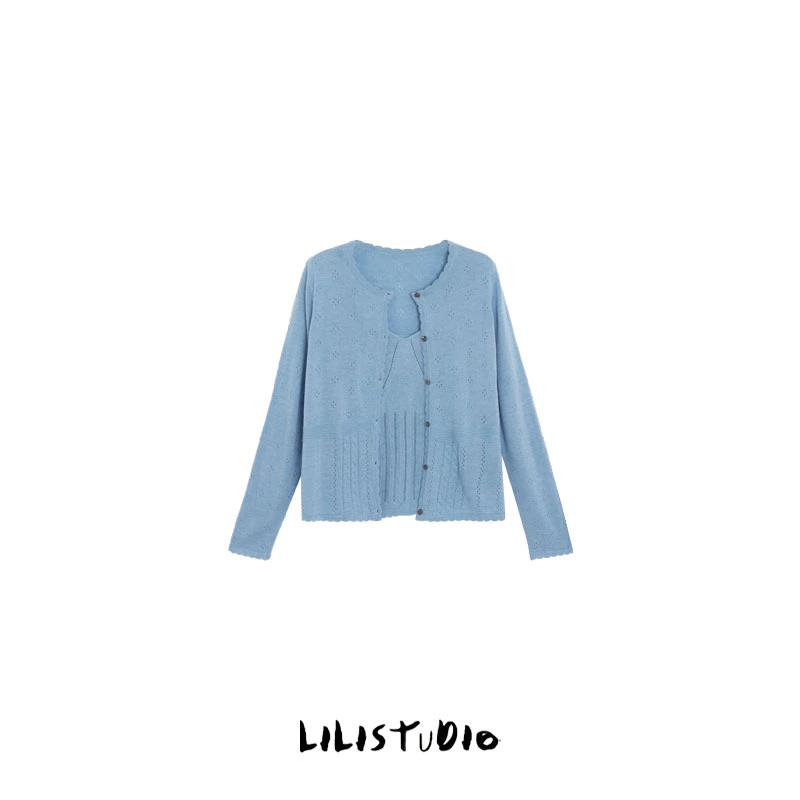 PCNY「魅力焦点」不理理夏季新款女装时尚花边镂空百搭针织开衫女