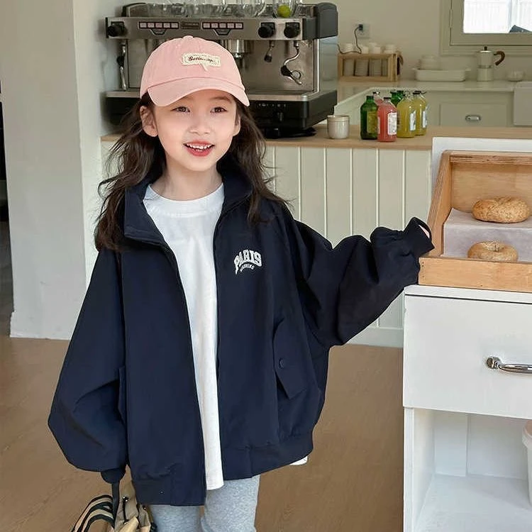 韩版时尚女童外套秋季新款洋气女孩中大童工装夹克上衣冲锋衣4744