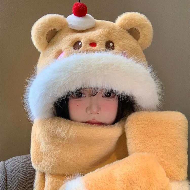 可爱卡通耳朵会动小羊加厚保暖毛绒帽子女冬季防寒护耳网红雷锋帽