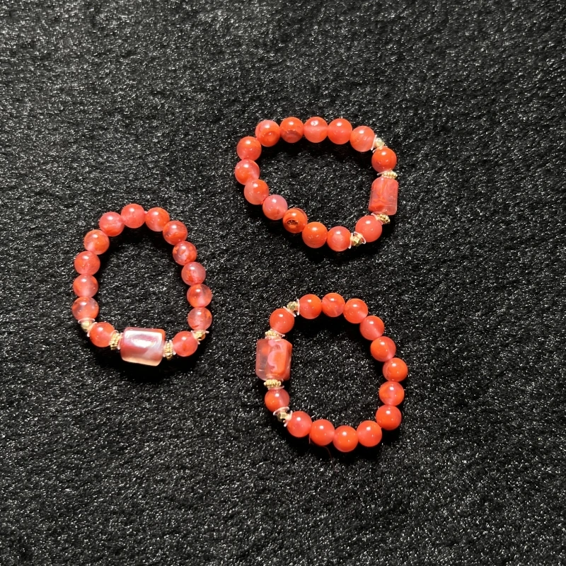 景景严选~S925南红戒圈-牛血红方糖戒圈约4mm-多样性发一