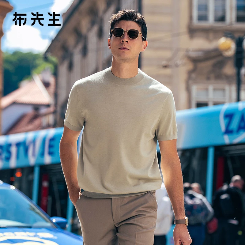 【合集】布先生明星同款短袖毛T男2025秋冬针织羊毛衫内搭打底上衣