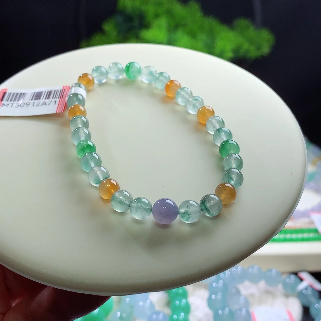 未镶嵌手串翡翠高冰玻璃彩钢多宝 卡6mm