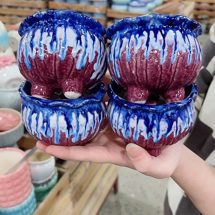 有孔.凑满10元发货多肉陶瓷花盆！