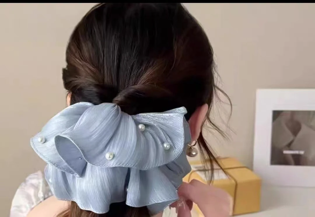 E4139超仙大肠圈超大号网纱21cm高级感2025新款春秋头花头绳