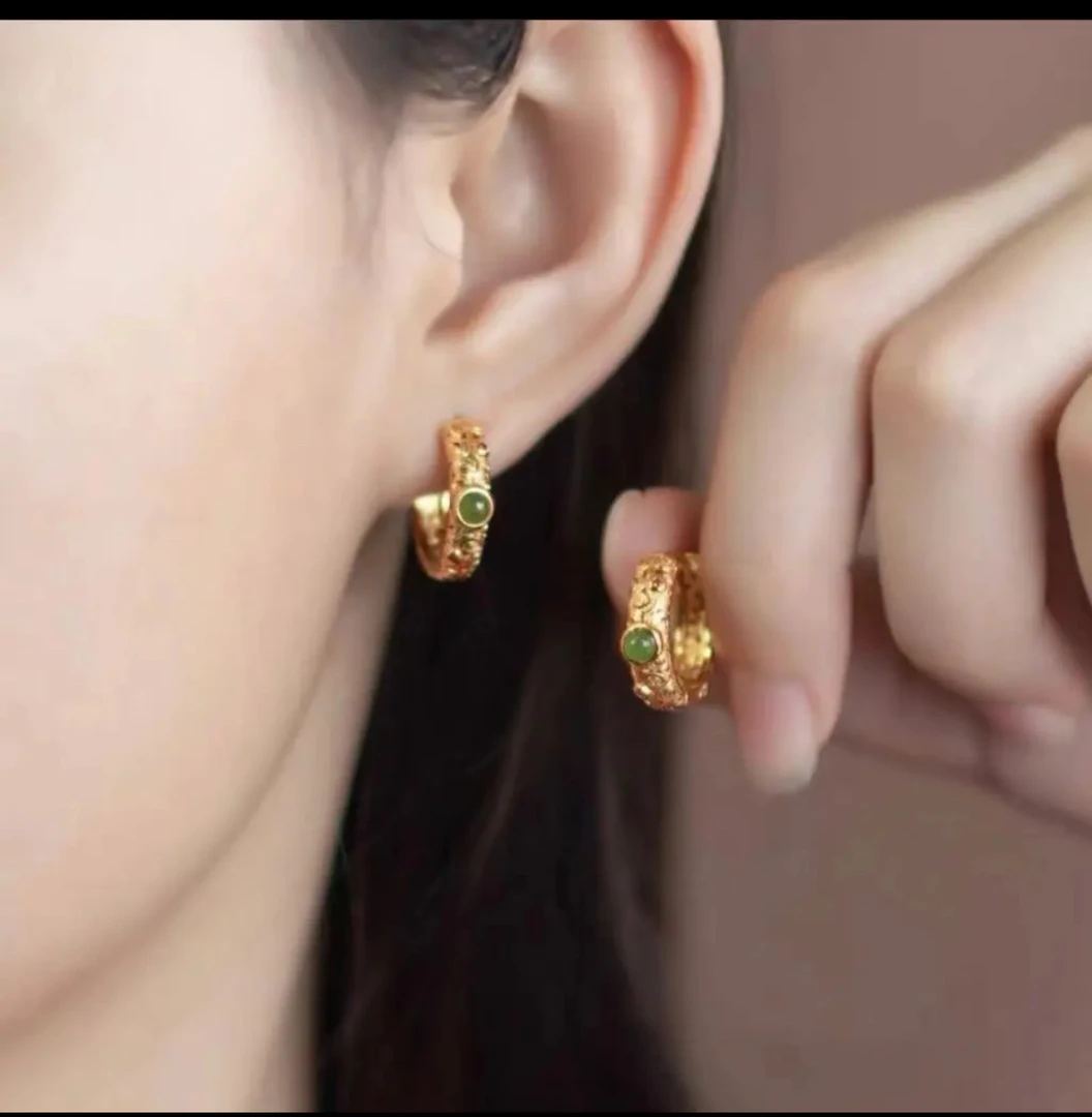 铜合金吊坠 铜合金耳饰 经典时尚款珐琅彩镂空耳圈百搭国潮镶嵌