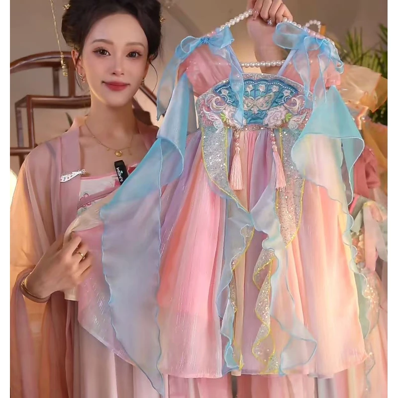 海1专属【玉扇】2025新款女童国风仙气中国风夏季汉服HFQ25123