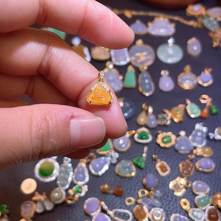 翡翠银S925镶嵌吊坠(不含链)天然翡翠