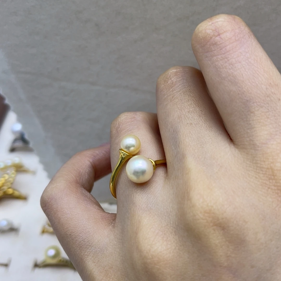 戒指海水珍珠银S925镶嵌