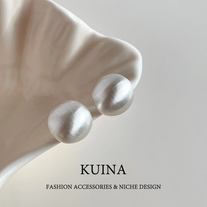 铜合金耳饰 金属拉丝耳钉女银色圆圈耳环轻奢高级感气质大气秋冬