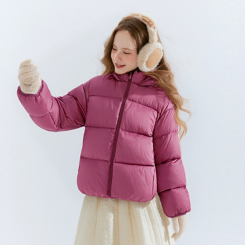 Deesha笛莎女童羽绒服2025冬季新款儿童休闲三防石墨烯连帽羽绒服