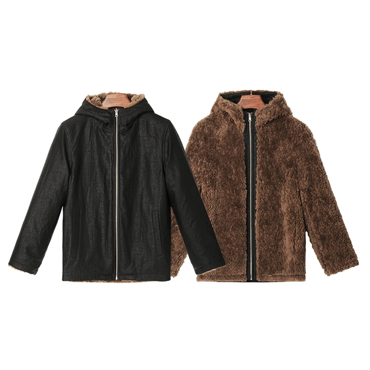 99080 男士双层双面连帽外套 桑蚕丝龟裂纹香云纱新中式加厚上衣