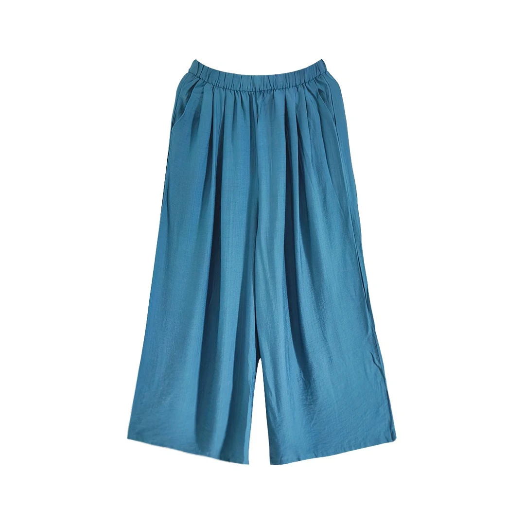 时尚阔腿裤高腰裤子棉麻宽松休闲显瘦薄款设计感百搭长裤