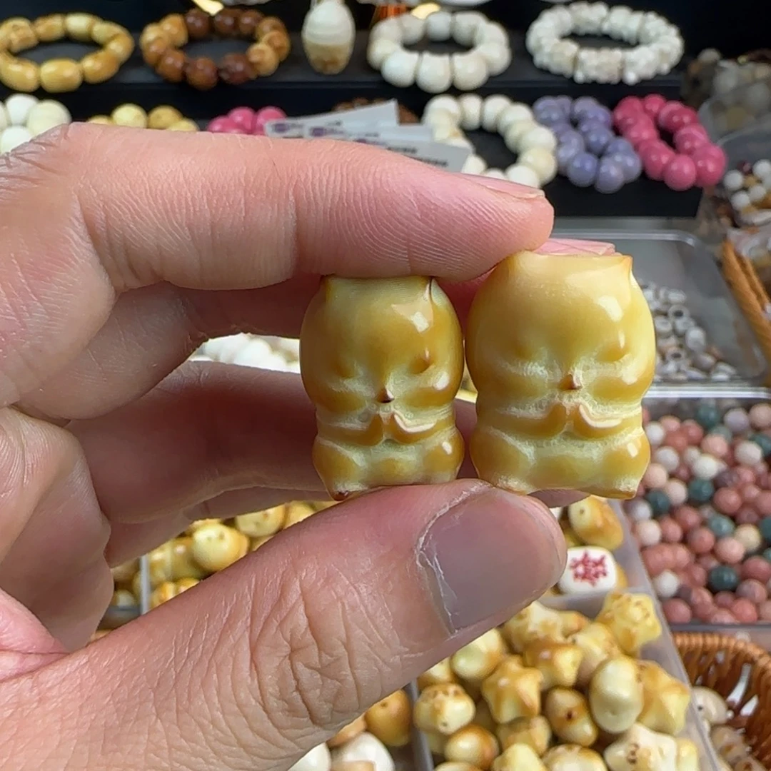 菩提根/象牙果吊坠微瑕疵炭烤不语猫6颗